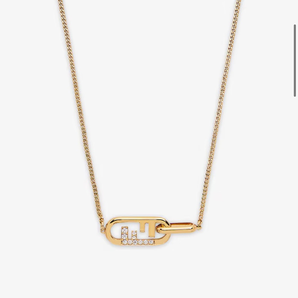 Fendi F is for Fendi Gold Rhinestone Necklace